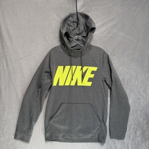 Nike Hoodie Mens Small Gray Therma-Fit Pullover Fleece Logo Athletic Sweatshirt